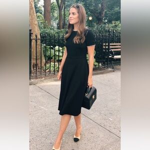 GAL MEETS GLAM NWT Victoria Pearl Trimmed Black Short Sleeve Zipper Dress Sz 4